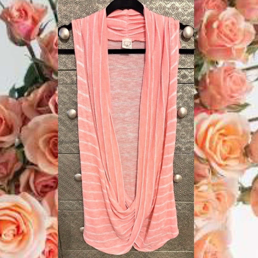 SUN & MOON Pink Knit Open Front Cardigan